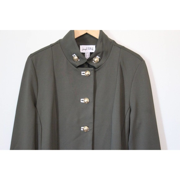 Joseph Ribkoff Military Style Jacket Knit Flare Coat Green Women's 14 H14740 - Picture 3 of 11